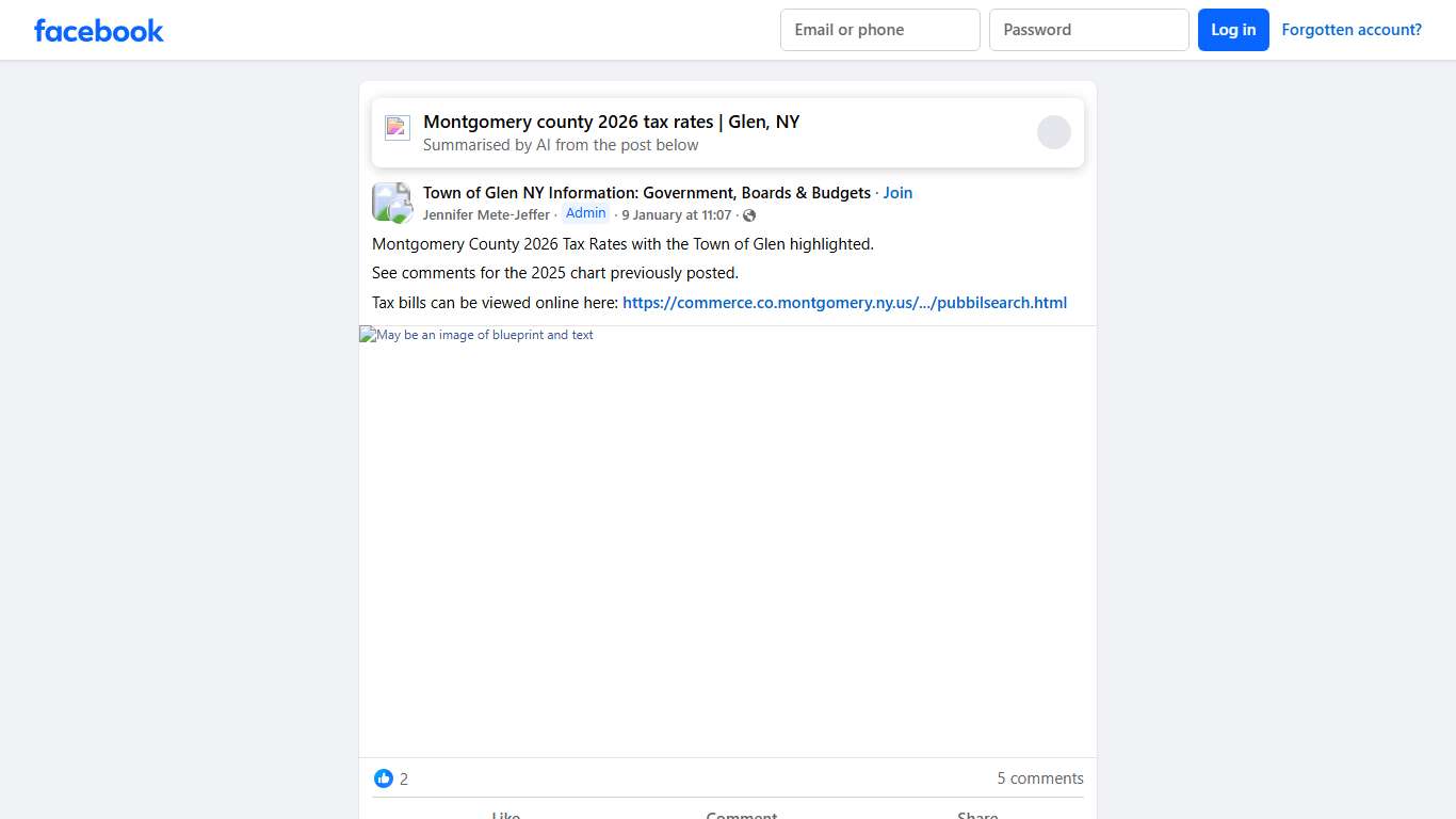 Town of Glen NY Information: Government, Boards & Budgets | Montgomery County 2026 Tax Rates with the Town of Glen highlighted | Facebook